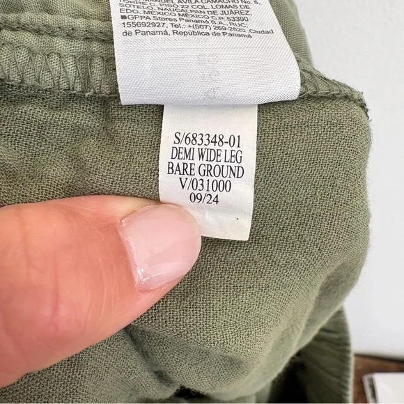 Old Navy Gauzy Cotton Wide Leg Pants Olive Green Beach Vacation Pull on XL - Picture 10 of 11